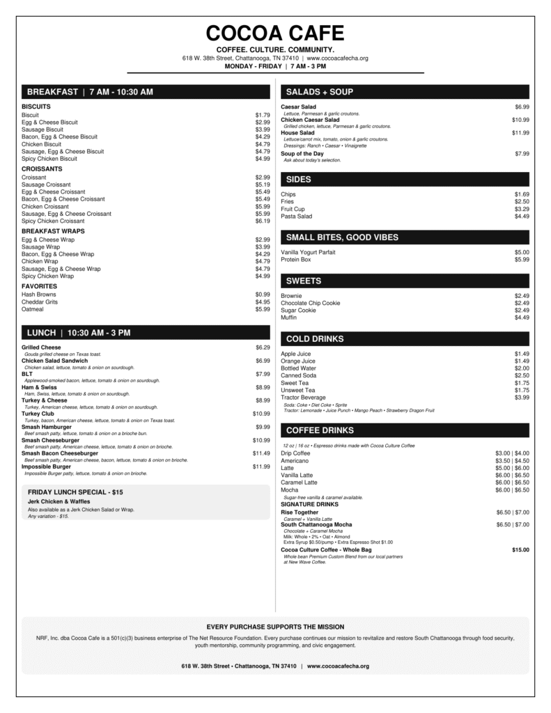 Cocoa cafe menu image 1